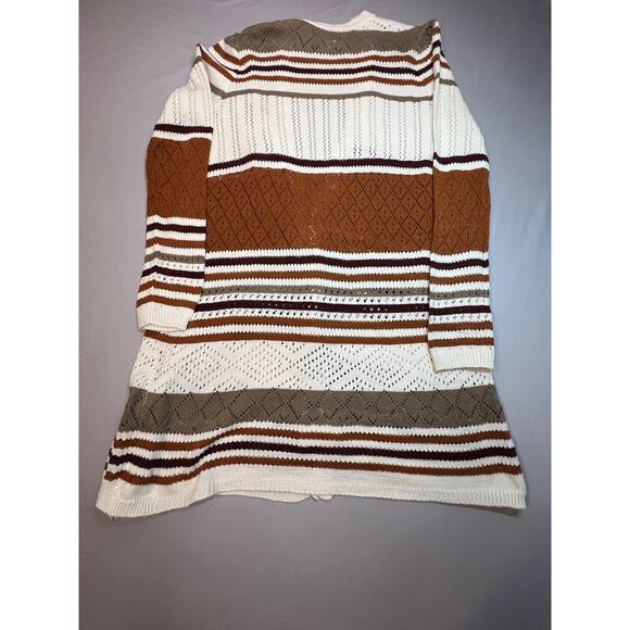 Identity Women’s Long Open Front Knit Cardigan Sweater Size L - Picture 3 of 4